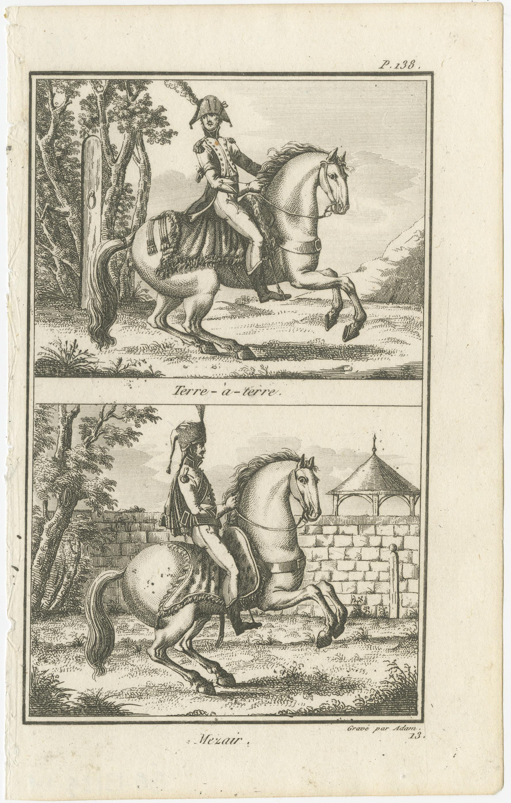 19th Century Set of 6 Antique Horse Riding Prints, Capriole, Croupade, Le Trot, Courbette For Sale