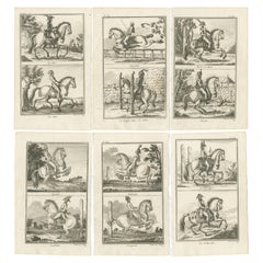 Set of 6 Antique Horse Riding Prints, Capriole, Croupade, Le Trot, Courbette