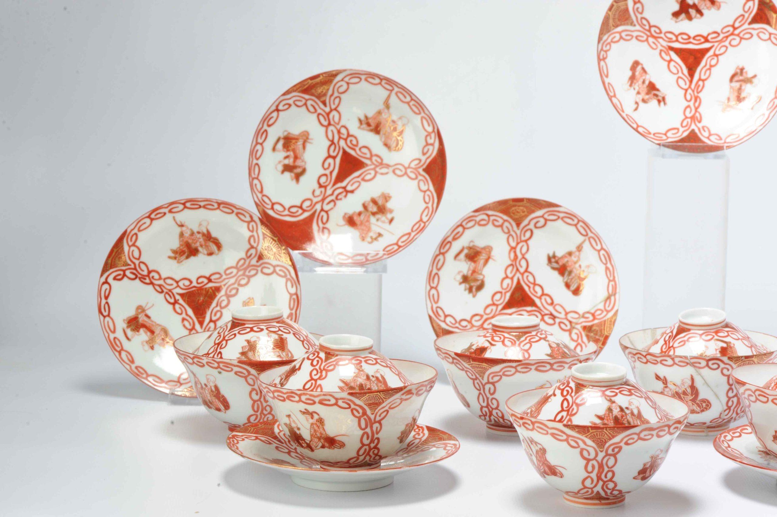 Set von 6 antiken japanischen Chawan-Teeschalen aus der Meiji-Periode aus Porzellan mit Eierschale (Japanisch) im Angebot