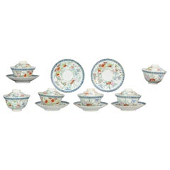 Set di 6 antiche ciotole da tè giapponesi Meiji in porcellana Straits Ennamels Eggshell