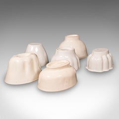 Set Of 6 Antique Jelly Moulds, English, Ceramic, Decorative Patterns, Victorian