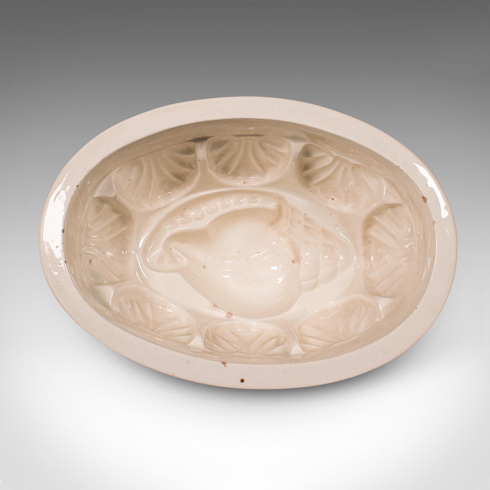 Set von 6 antiken Jelly Moulds, englisch, Keramik, dekorative Muster, viktorianisch (Spätviktorianisch) im Angebot