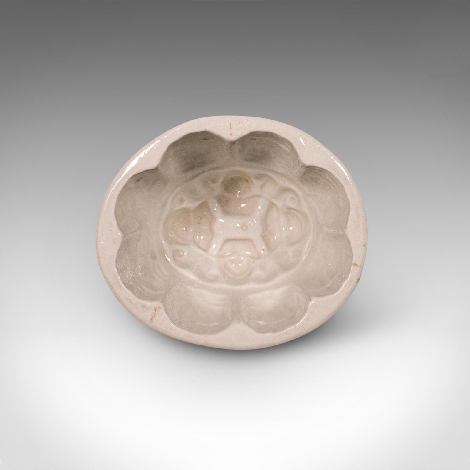 Set von 6 antiken Jelly Moulds, englisch, Keramik, dekorative Muster, viktorianisch (Britisch) im Angebot