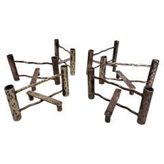 Juego de 6 soportes para cuchillos antiguos – diseño de tronco de árbol y valla, plateados