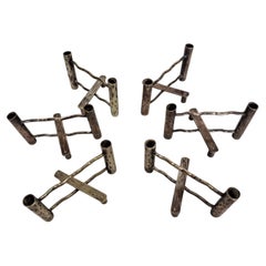 Juego de 6 soportes para cuchillos antiguos – diseño de tronco de árbol y valla, plateados