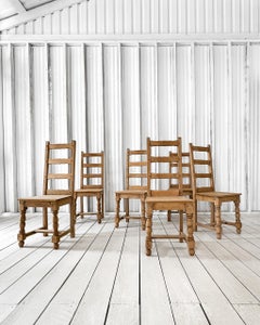 Set of 6 Antique Ladder Back Chairs