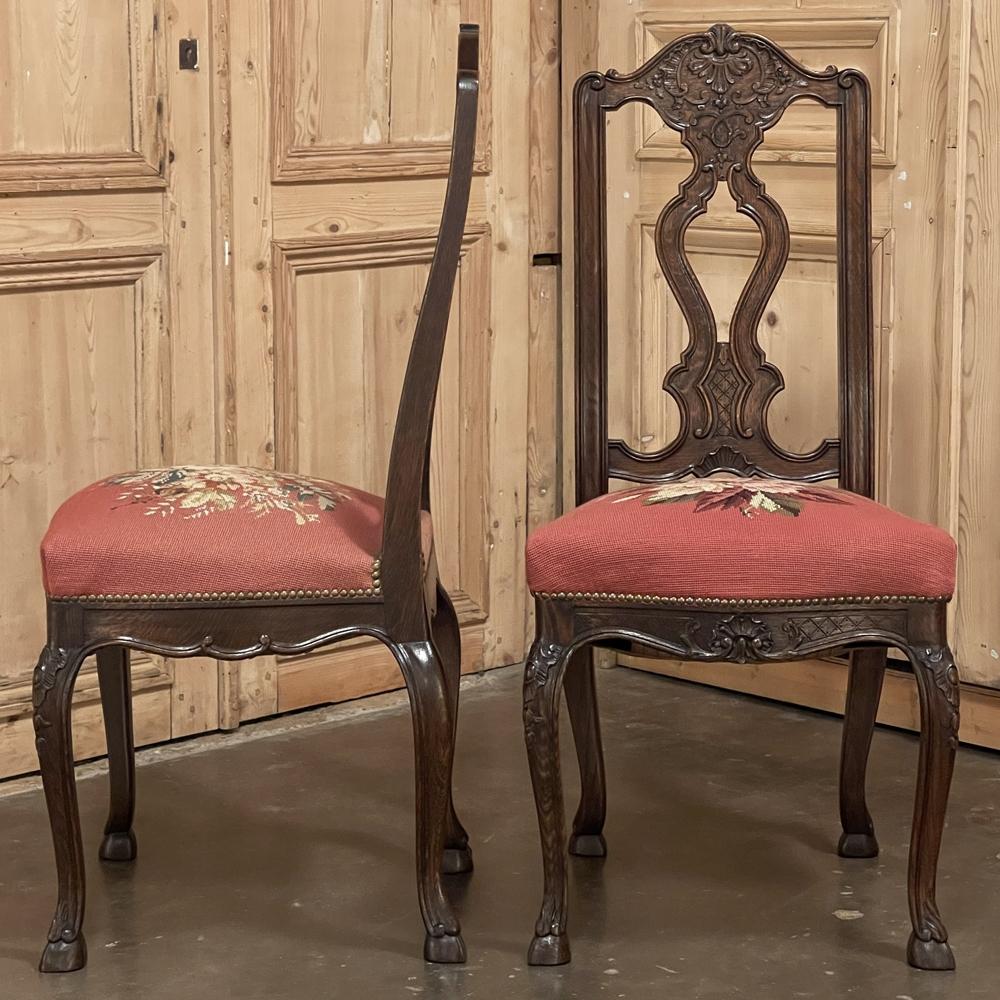 Set of 6 Antique Liegeoise Needlepoint Dining Chairs For Sale 3