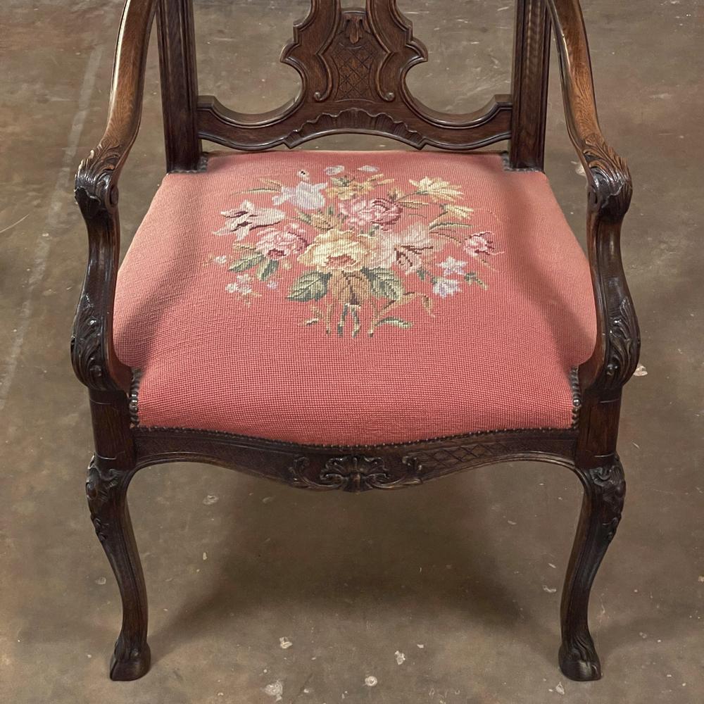 Set of 6 Antique Liegeoise Needlepoint Dining Chairs For Sale 7