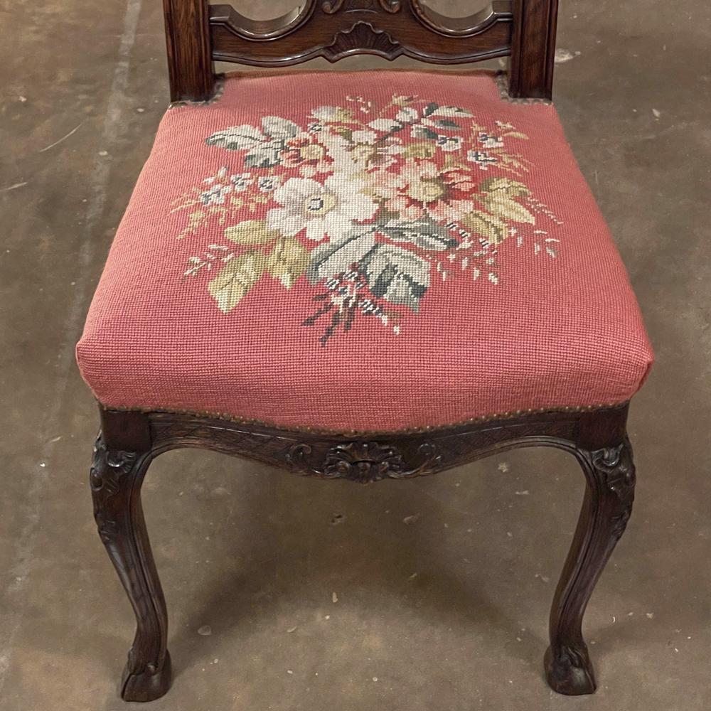 Set of 6 Antique Liegeoise Needlepoint Dining Chairs For Sale 8