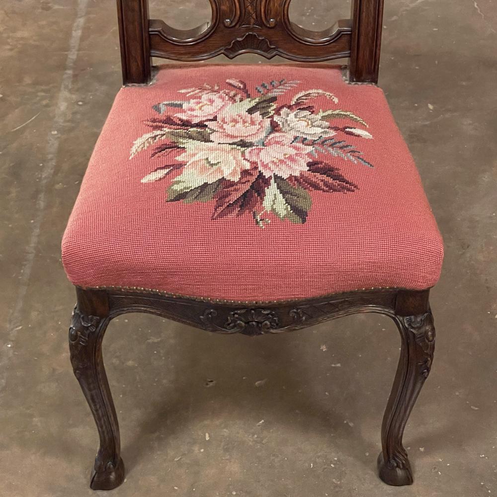 Set of 6 Antique Liegeoise Needlepoint Dining Chairs For Sale 9