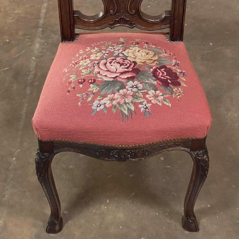 Set of 6 Antique Liegeoise Needlepoint Dining Chairs For Sale 11