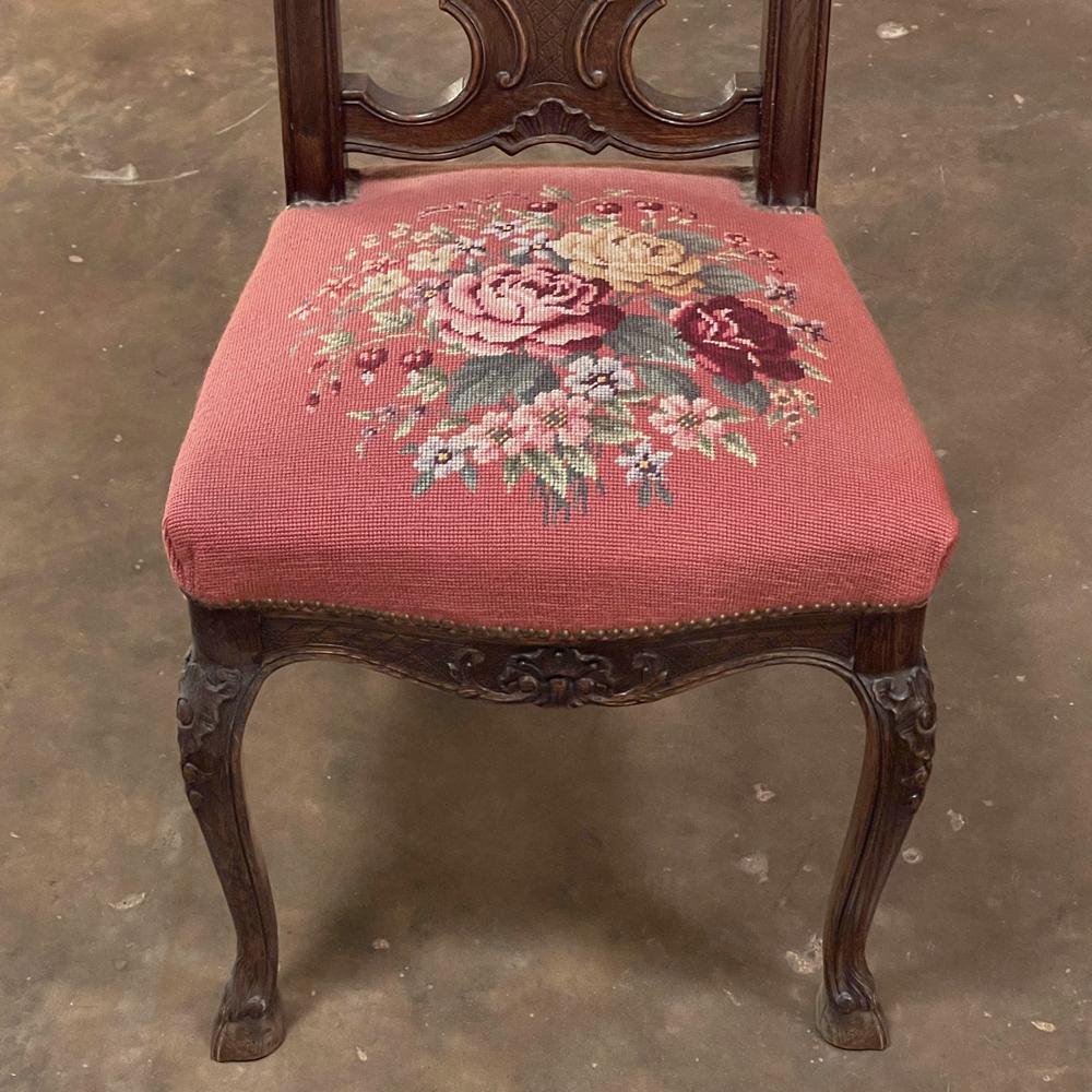 Set of 6 Antique Liegeoise Needlepoint Dining Chairs For Sale 12
