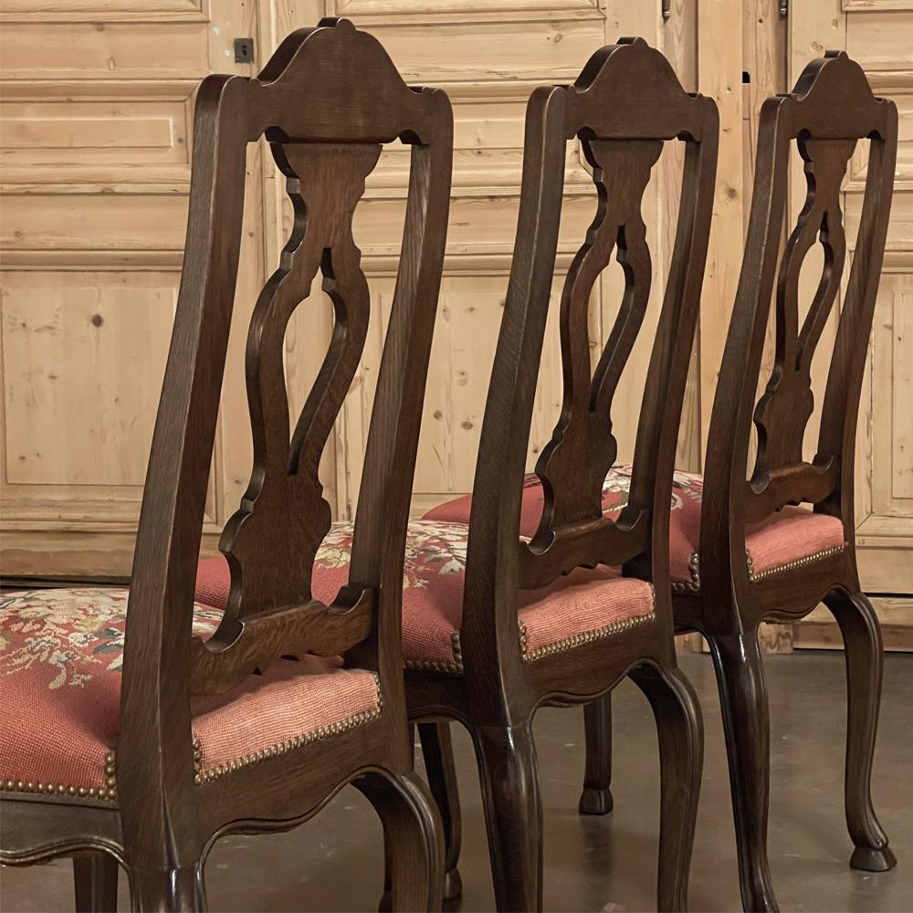 20th Century Set of 6 Antique Liegeoise Needlepoint Dining Chairs For Sale