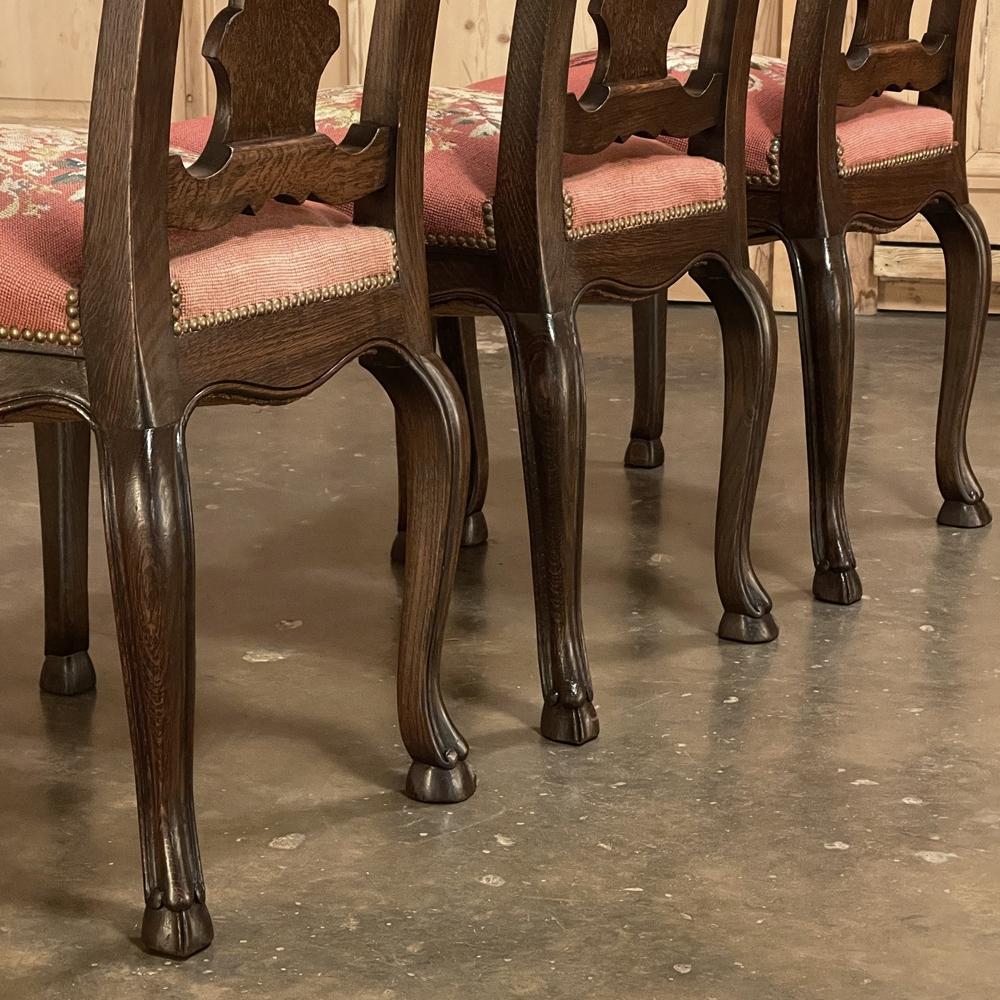 Set of 6 Antique Liegeoise Needlepoint Dining Chairs For Sale 1