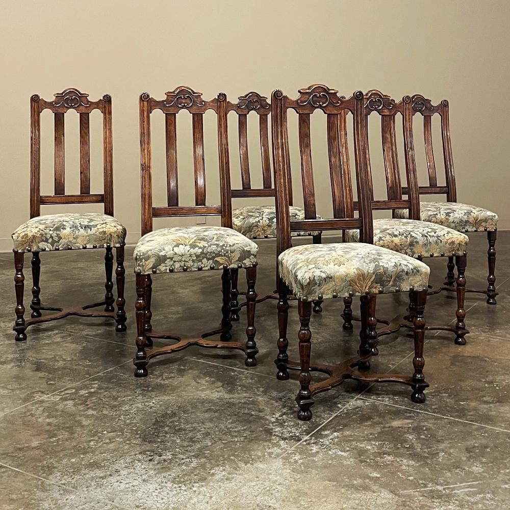 Belgian Set of 6 Antique Liegoise Louis XIV Dining Chairs For Sale