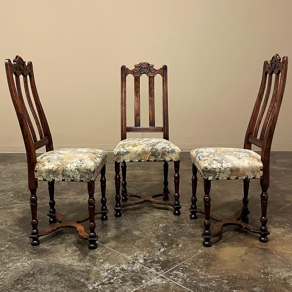 Tapestry Set of 6 Antique Liegoise Louis XIV Dining Chairs For Sale