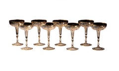 Set of 6 Antique Lobmeyr Enameled Hand Painted & Gilded Glass Champagne Coupes