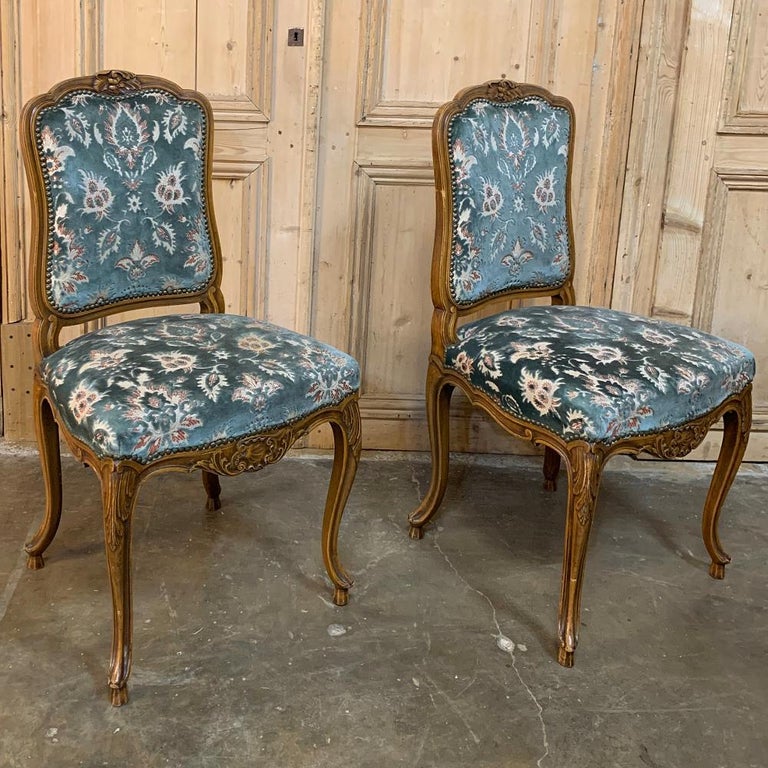 Set of 6 Antique Louis XV Dining Chairs includes 2 Armchairs For Sale