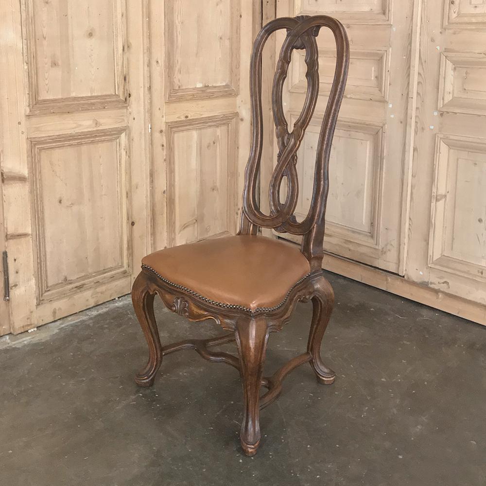 Set of 6 Antique Lyre Back Queen Anne Dining Chairs 4