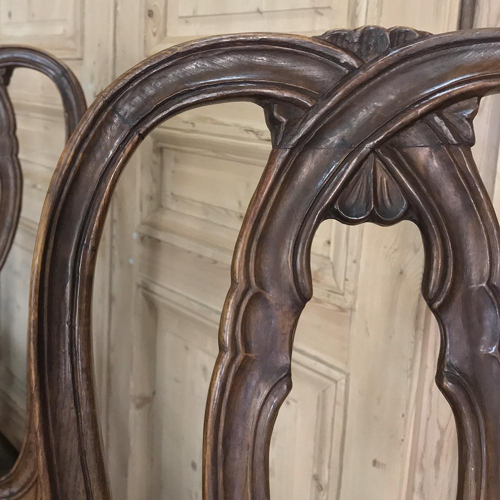 Set of 6 Antique Lyre Back Queen Anne Dining Chairs In Good Condition In Dallas, TX