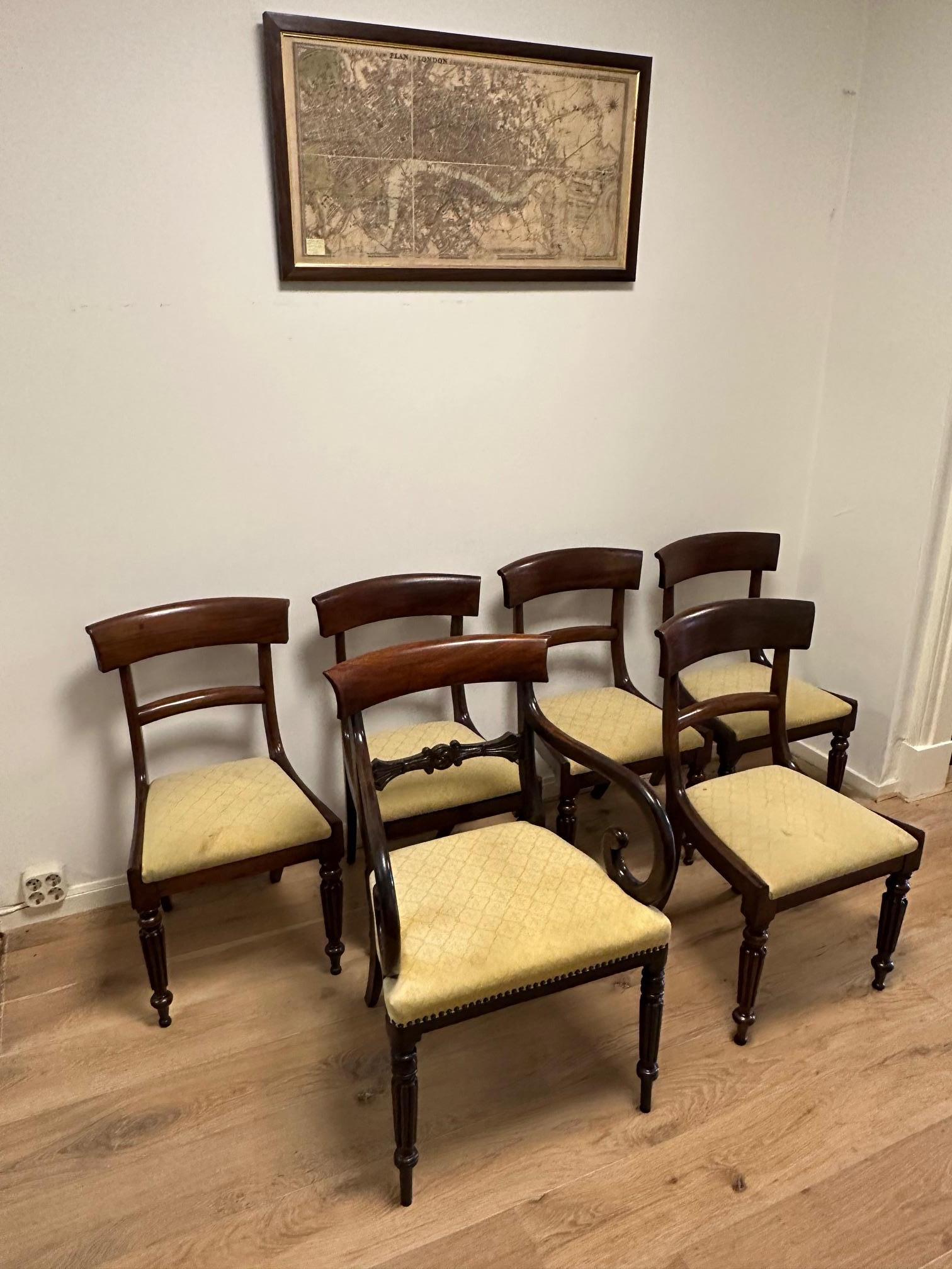 Set of 6 antique mahogany dining chairs For Sale 3