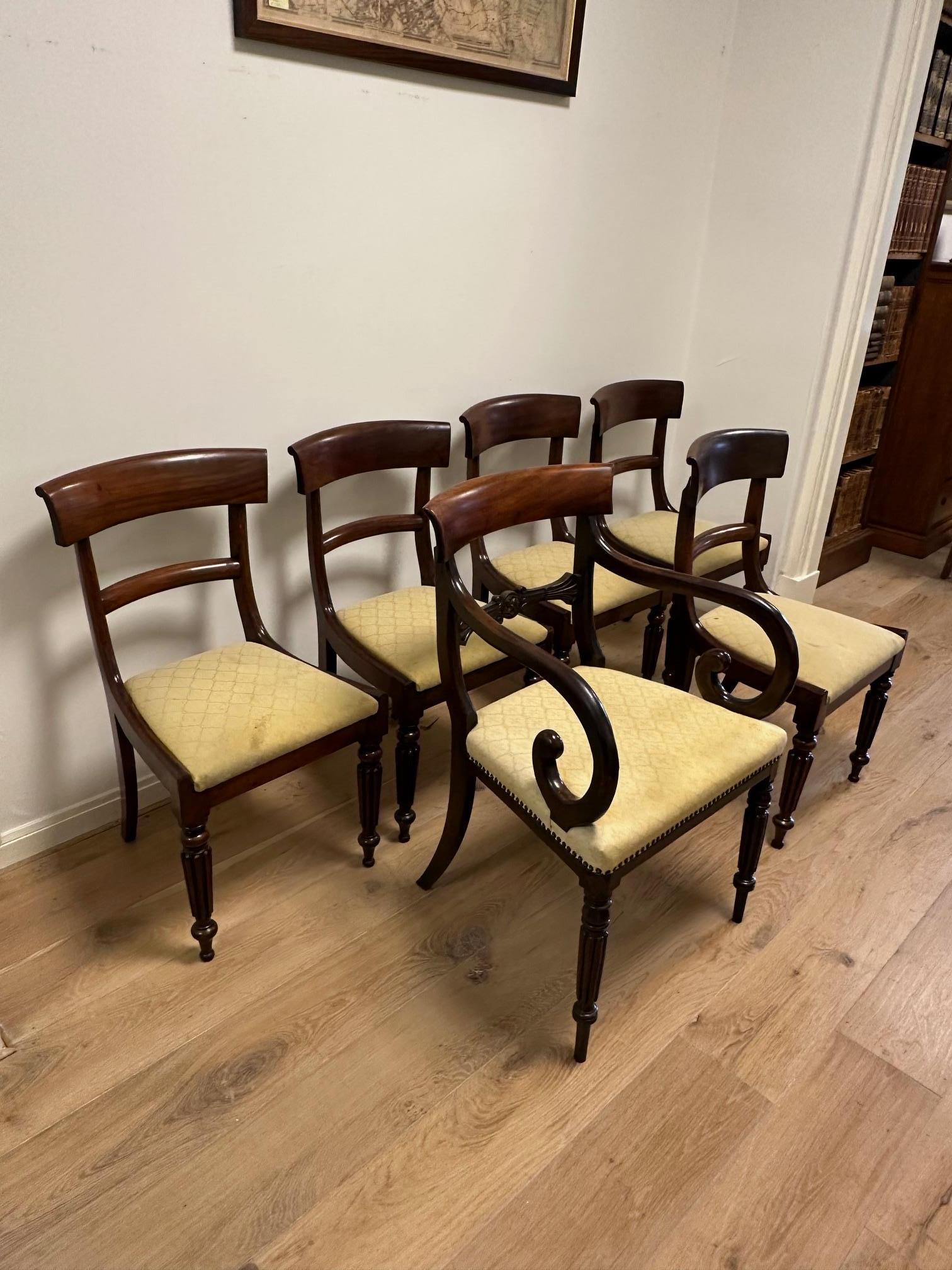 Set of 6 antique mahogany dining chairs For Sale 4