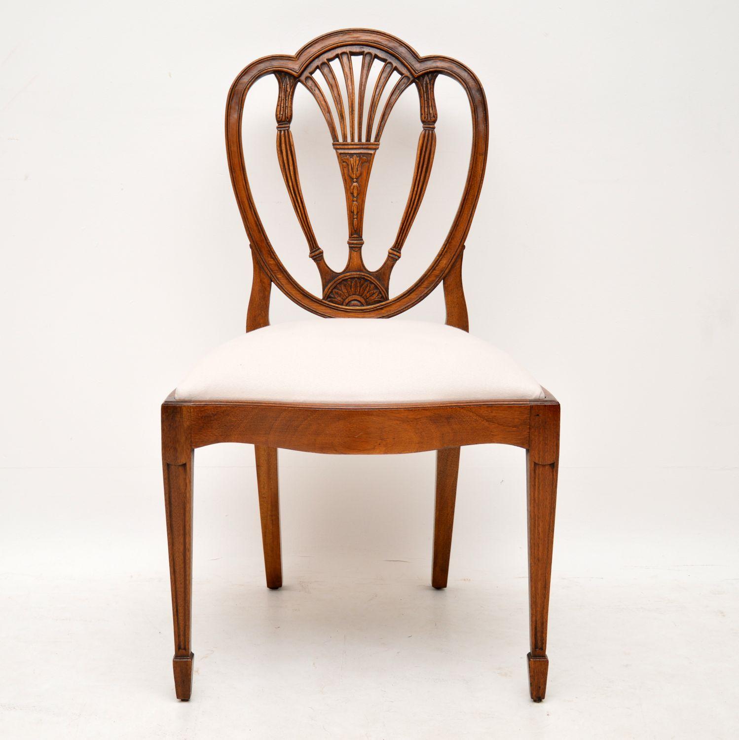English Set of 6 Antique Mahogany Sheraton Style Dining Chairs