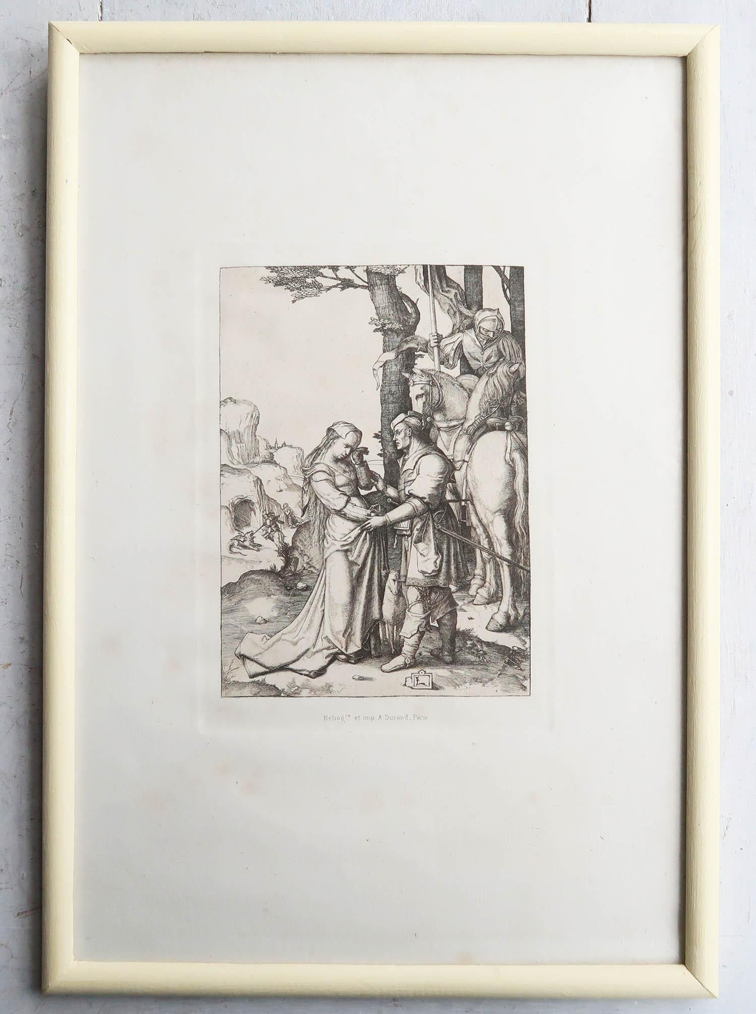 Set von 6 antiken Drucken alter Meister in cremefarbenen Rahmen. Französisch, um 1860 im Zustand „Gut“ im Angebot in St Annes, Lancashire