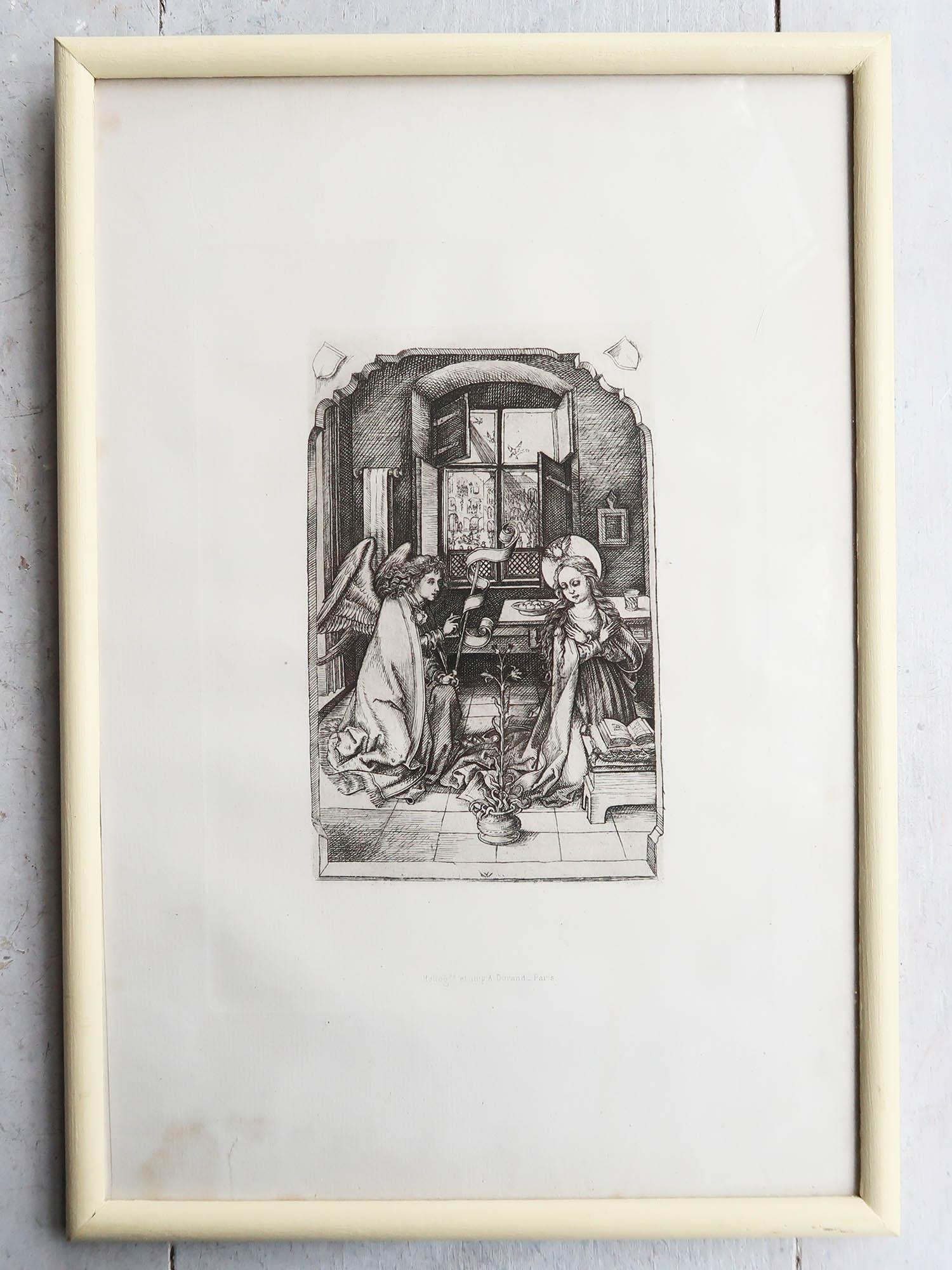 Ensemble de 6 tirages de maîtres anciens dans des cadres peints en crème. France, vers 1860 Bon état - En vente à St Annes, Lancashire