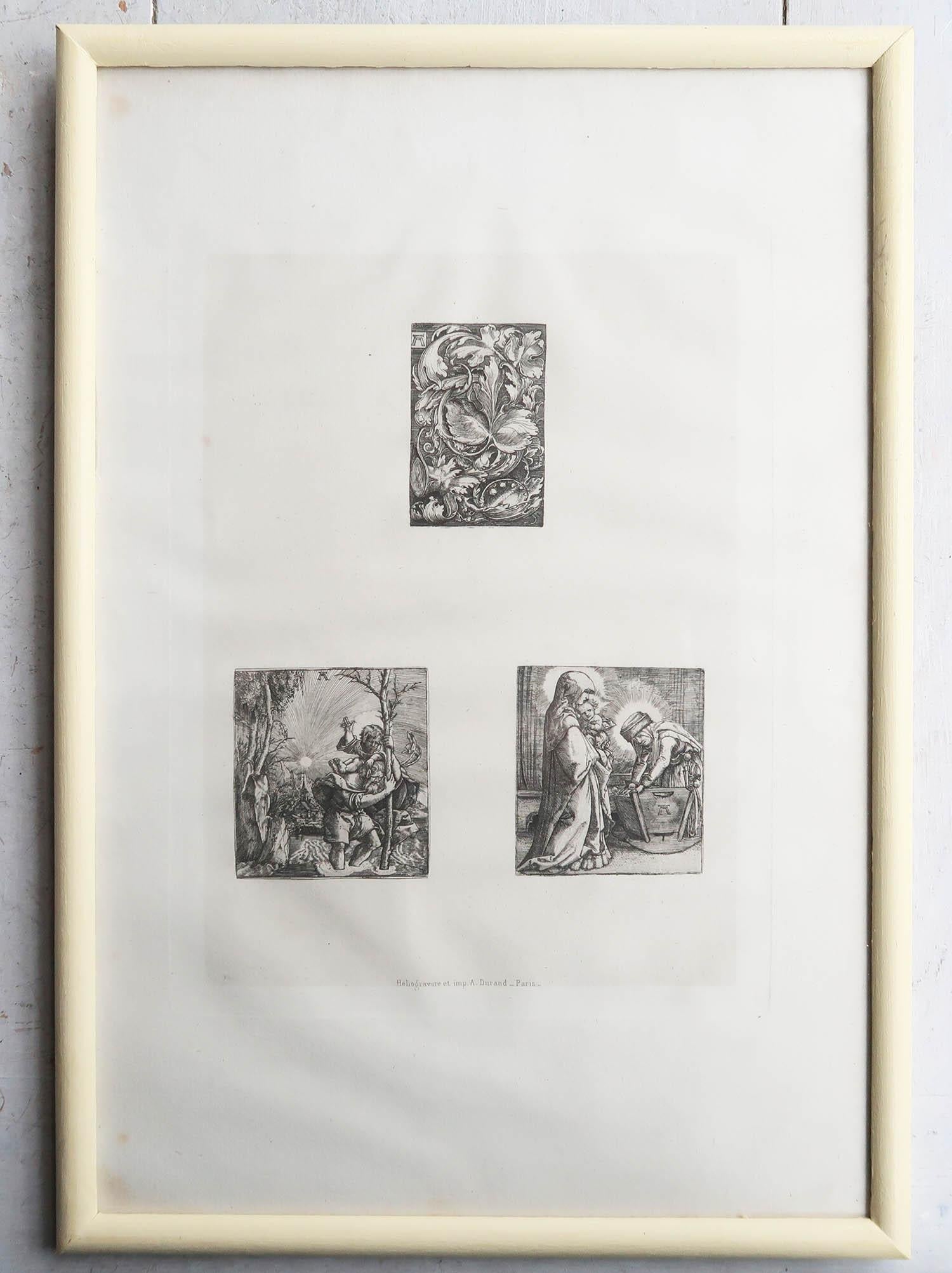 Mid-19th Century Set of 6 Antique Old Master Prints in Cream Painted Frames. French, circa 1860 For Sale
