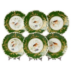 Juego de 6 Platos de Vajilla de Porcelana Antigua - Limoges - Pintados a Mano