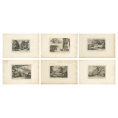 Conjunto de 6 Grabados Antiguos de Flandes y Holanda, 'circa 1820'