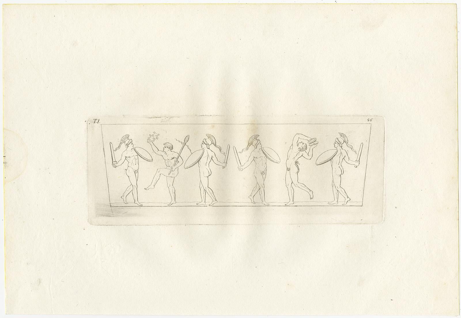 Ensemble de six gravures anciennes représentant les motifs de divers vases et tazzas. Publié par Carlo Antonini en 1821.