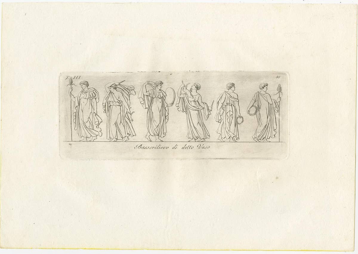 Set of 6 Antique Prints of the Designs of Vases and Tazzas by Antonini '1821'