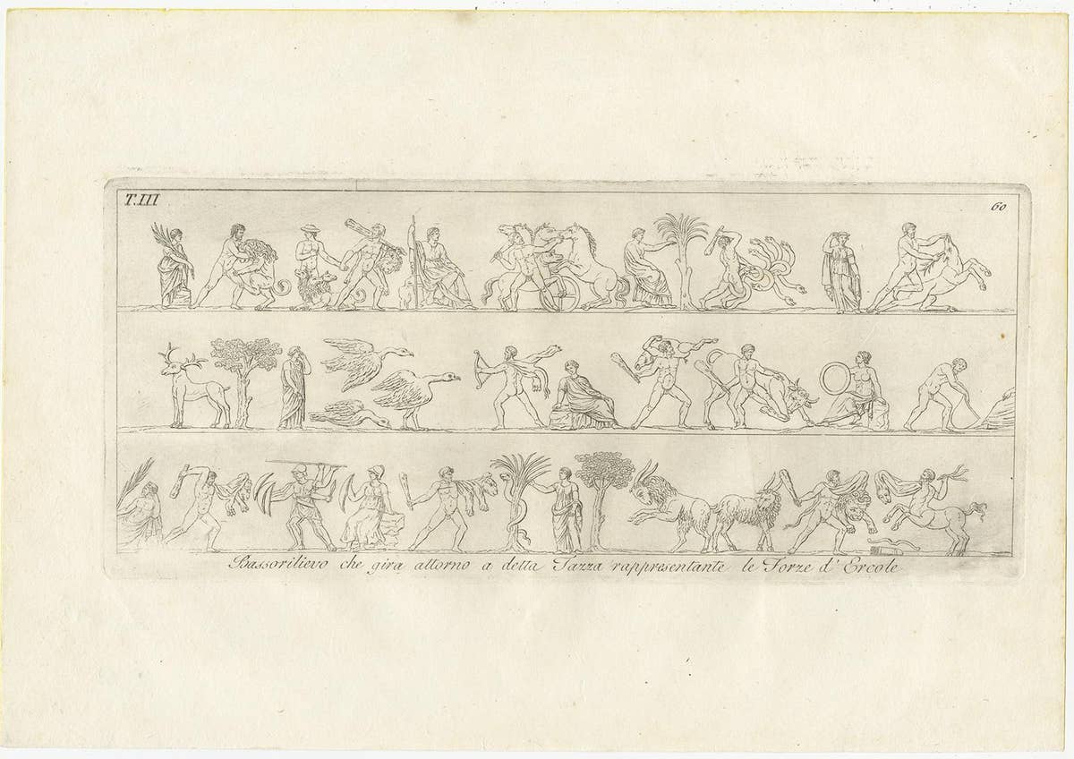 Set of 6 Antique Prints of the Designs of Vases and Tazzas by Antonini '1821'