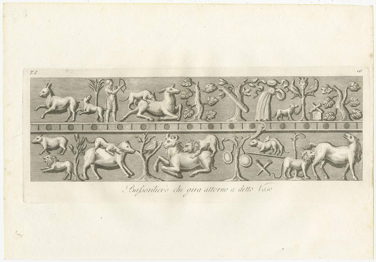 Set of 6 Antique Prints of the Designs of Vases and Tazzas by Antonini '1821'