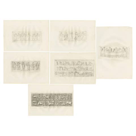 Set of 6 Antique Prints of the Designs of Vases and Tazzas by Antonini '1821'