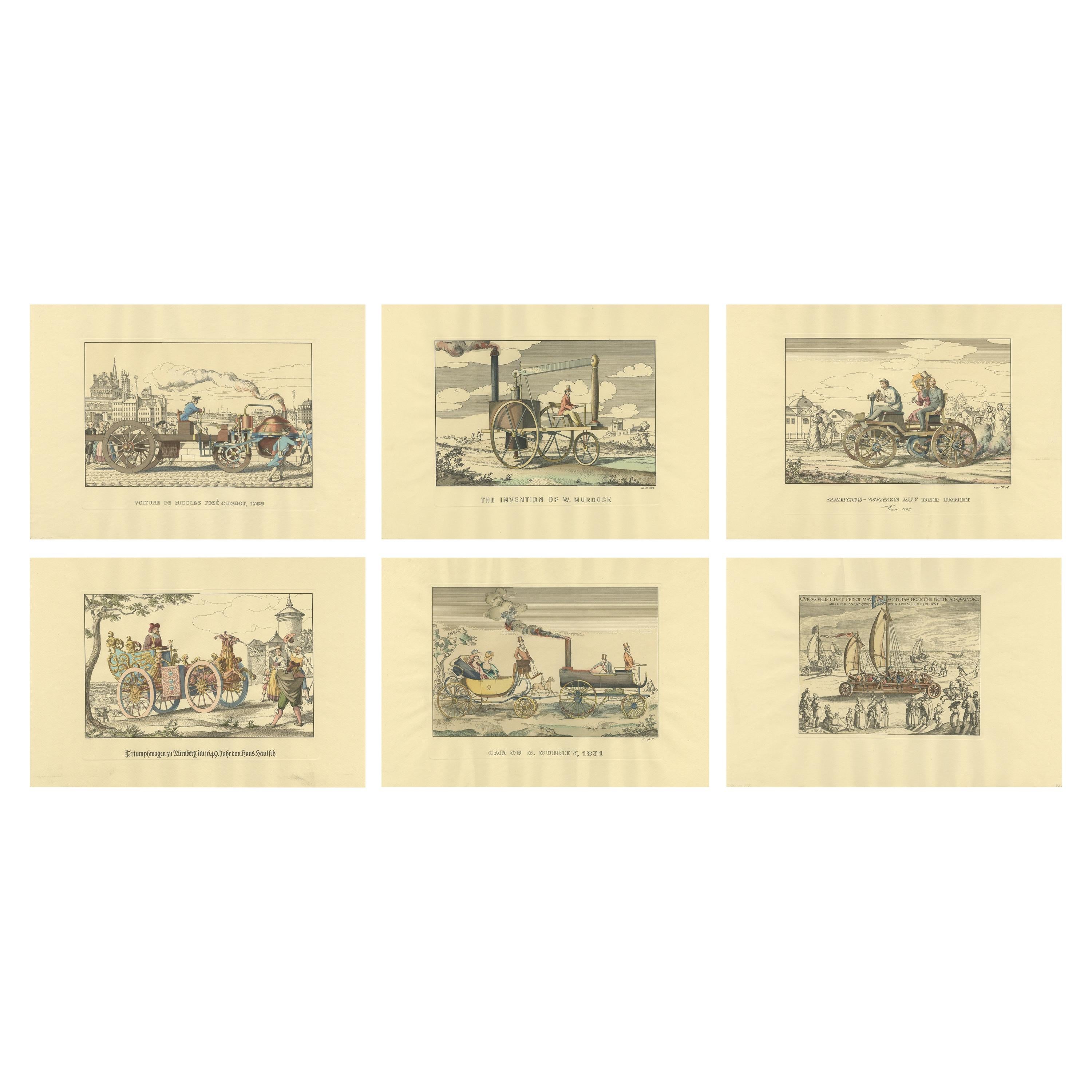 Set of 6 Antique Prints of 'Vehicle' Inventions and Designs, 'c.1920'