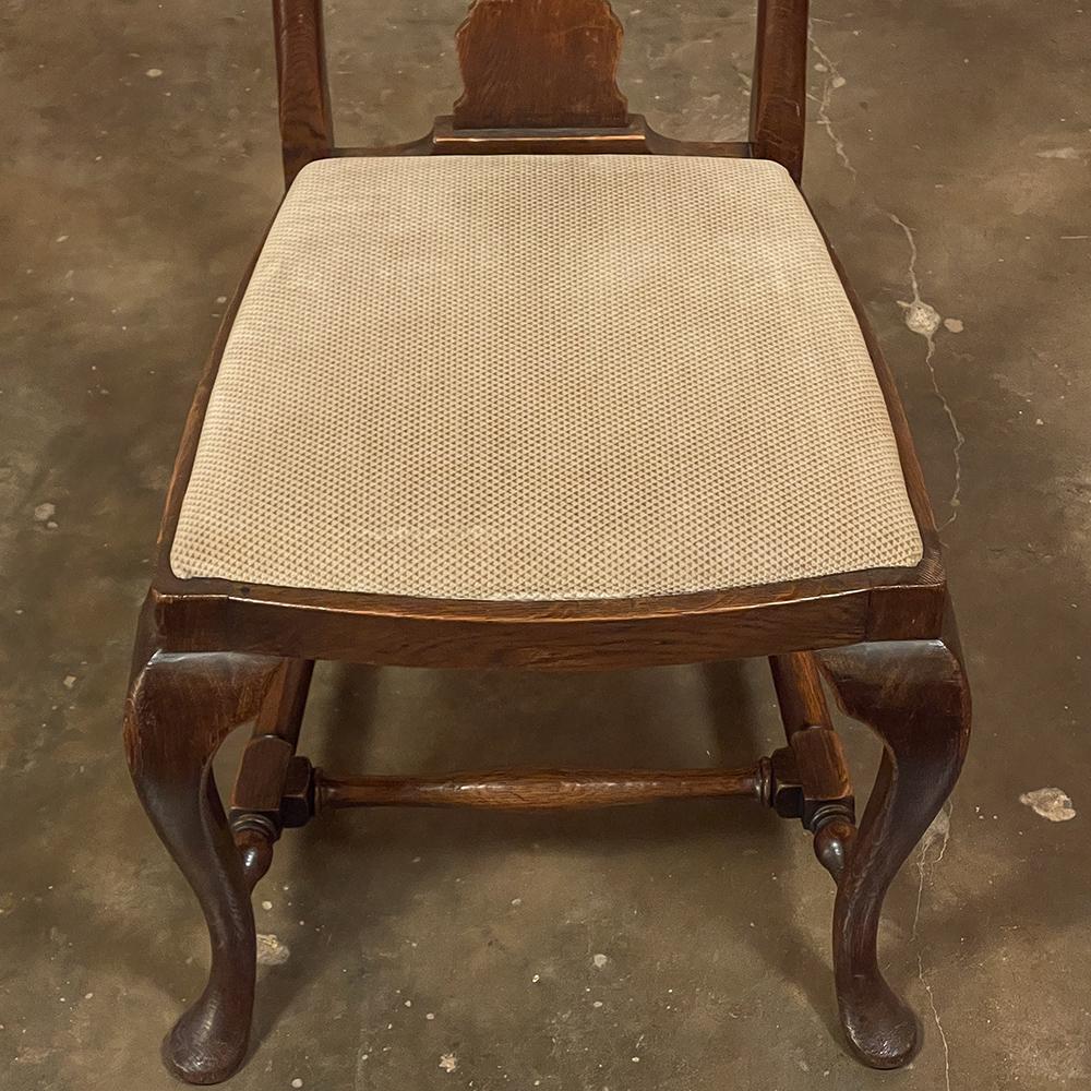 Set of 6 Antique Queen Anne Chestnut Dining Chairs For Sale 5