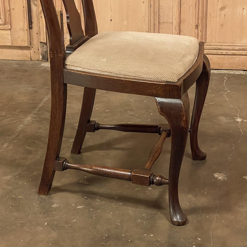 Set of 6 Antique Queen Anne Chestnut Dining Chairs For Sale 7