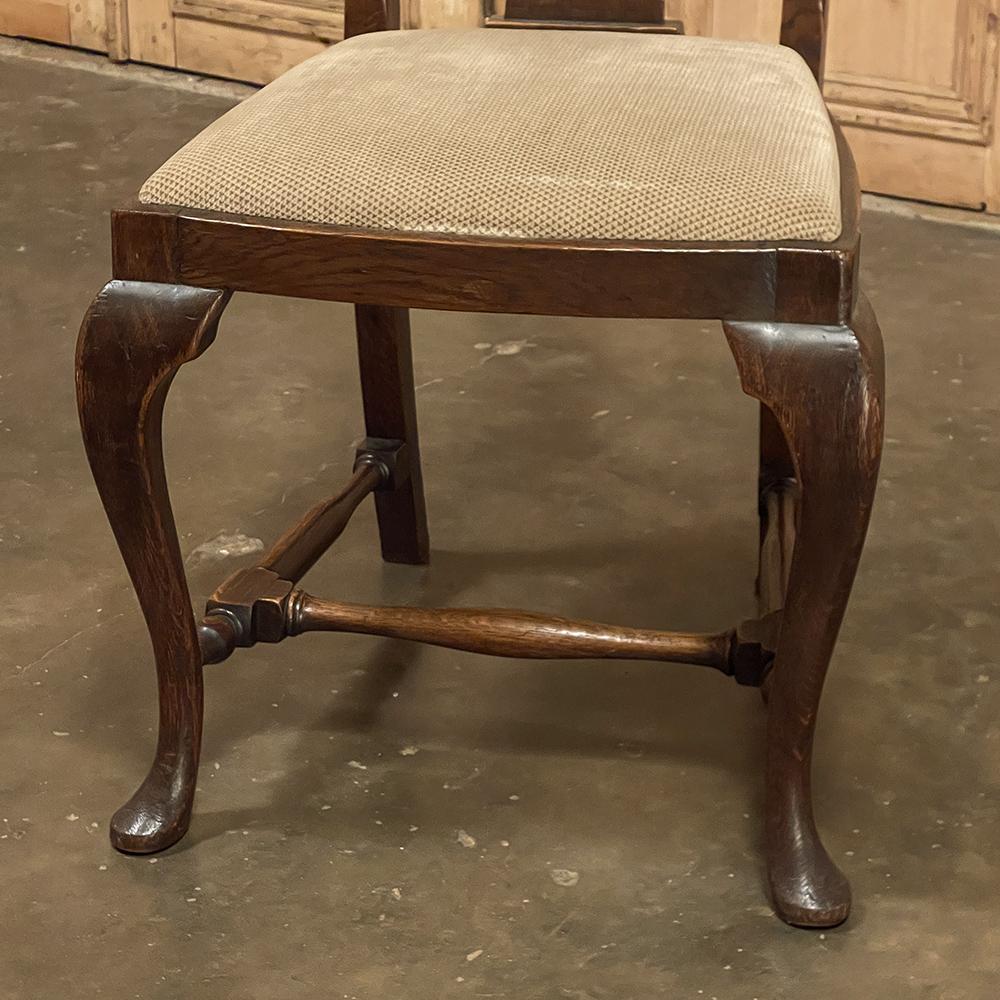 Set of 6 Antique Queen Anne Chestnut Dining Chairs For Sale 8