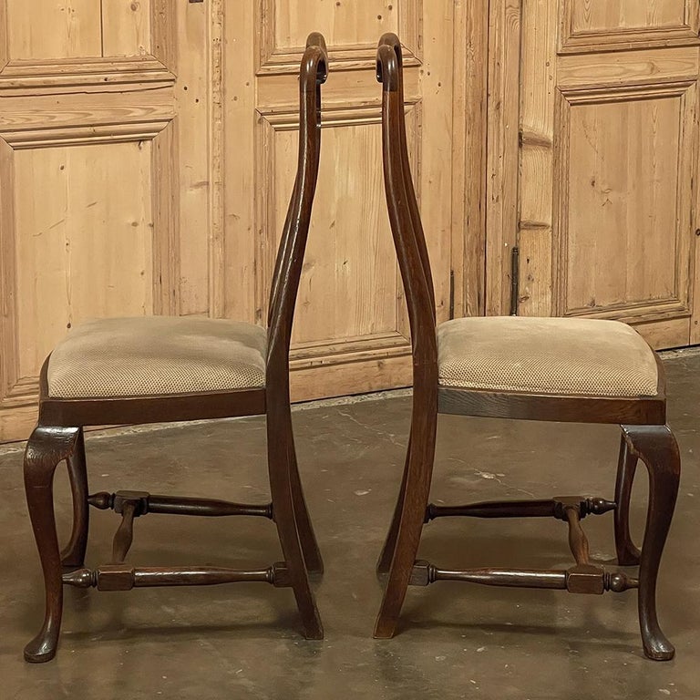 Set of 6 Antique Queen Anne Chestnut Dining Chairs For Sale at 1stDibs
