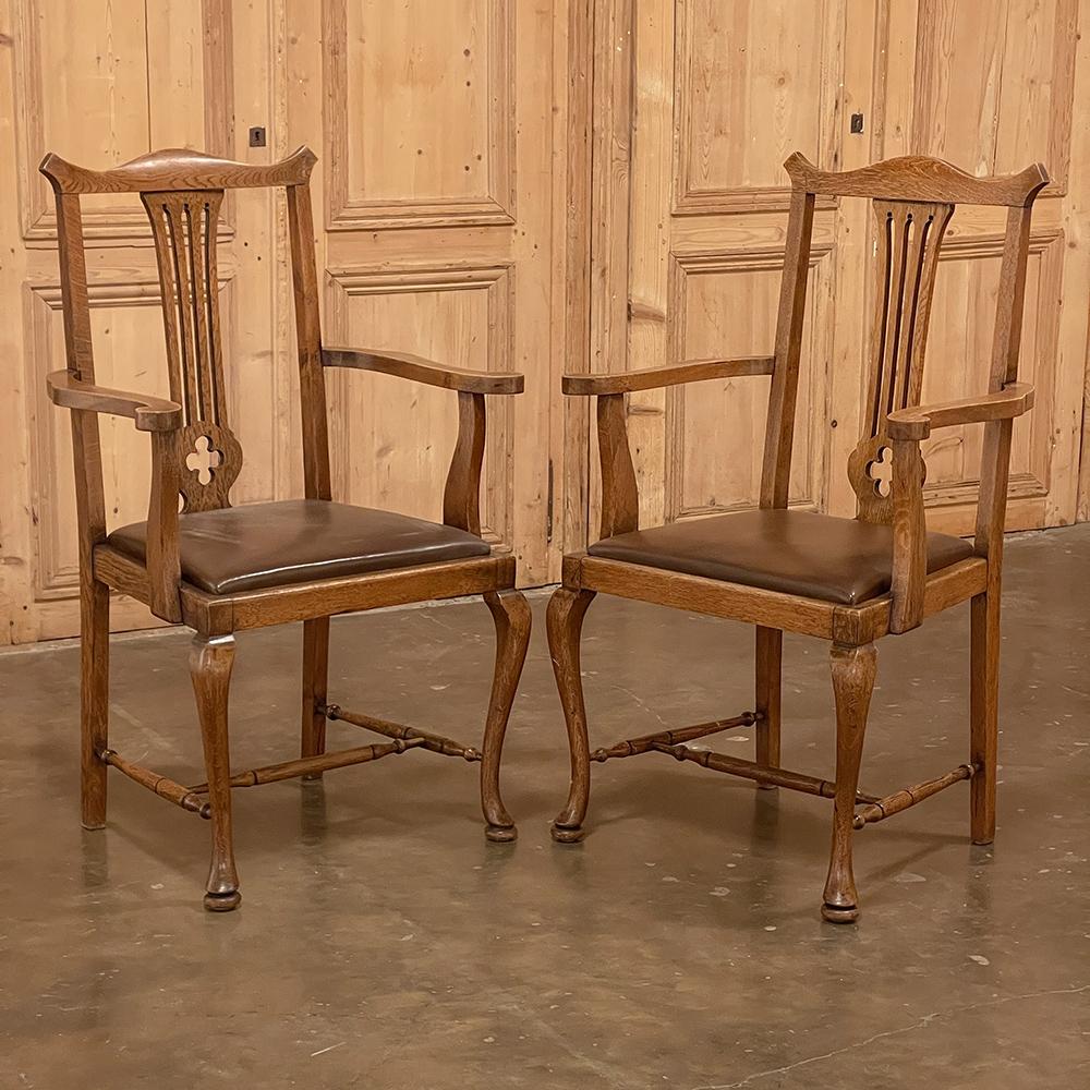 Set of 6 Antique Queen Anne Dining Chairs Includes 2 Armchairs For Sale 4