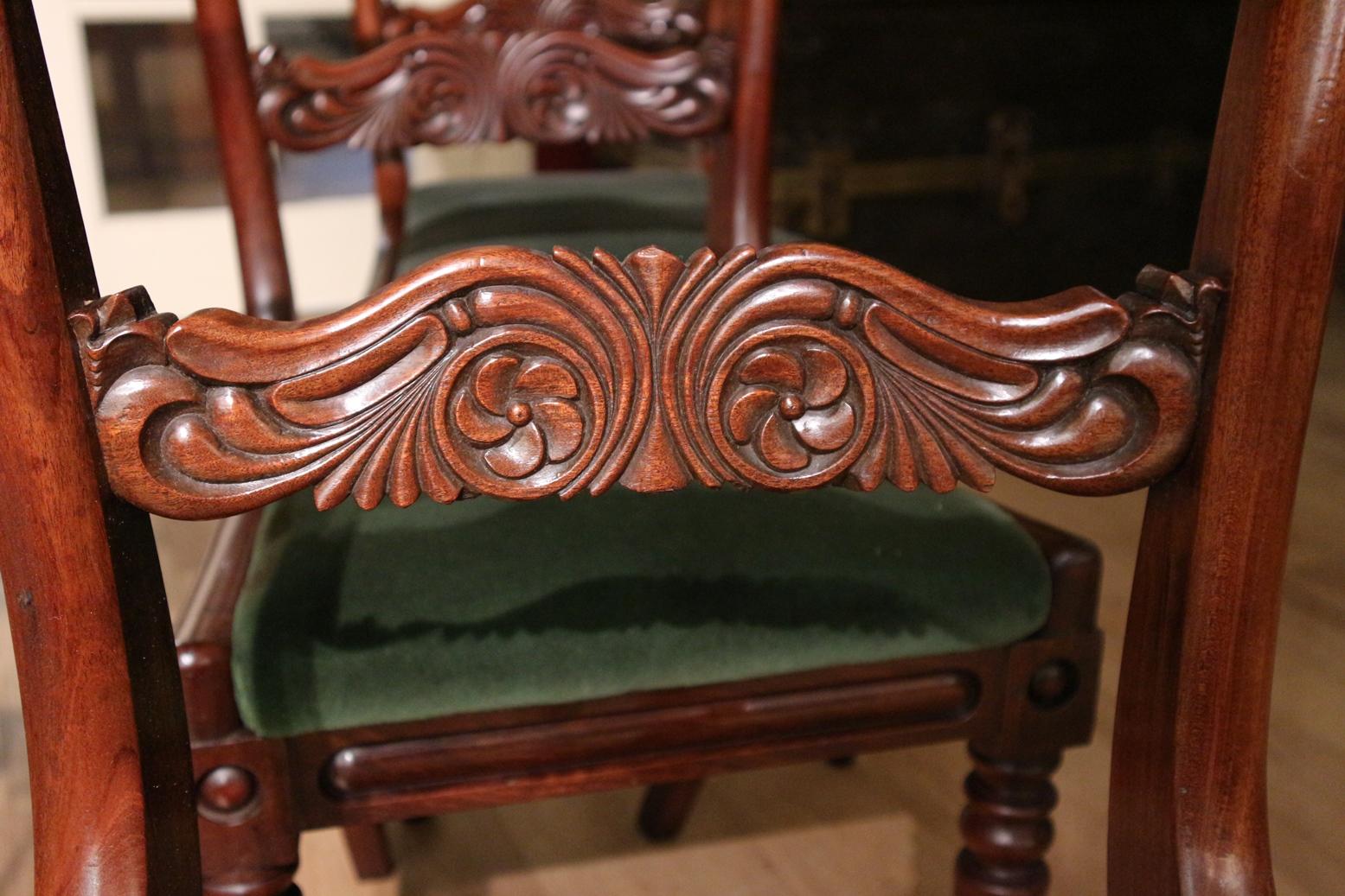 English Set of 6 Antique Regency Dining Room Chairs
