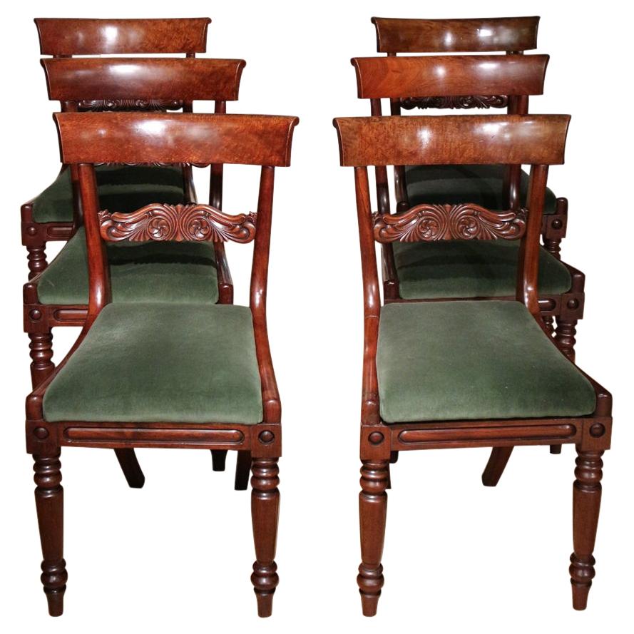 Set of 6 Antique Regency Dining Room Chairs