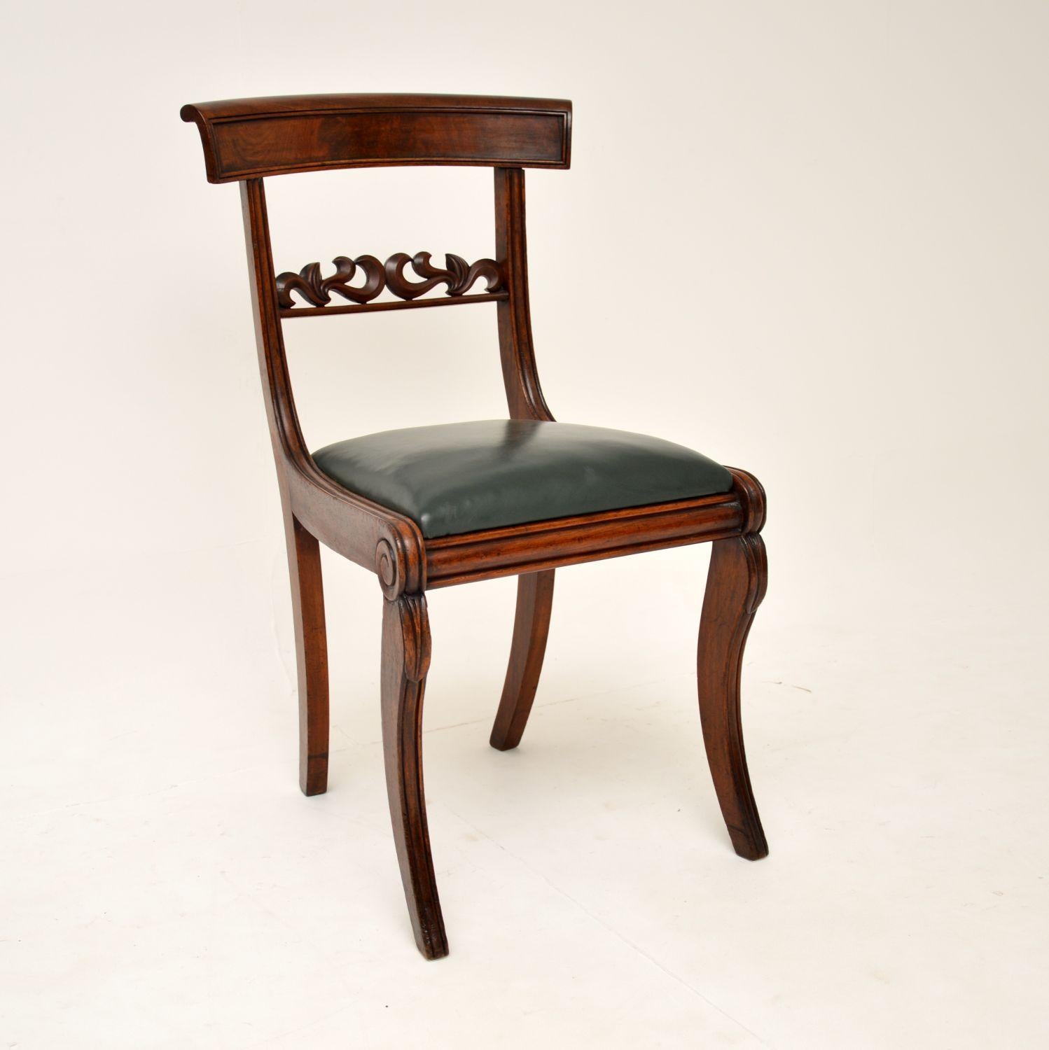 Set of 6 Antique Regency Wood & Leather Dining Chairs In Good Condition In London, GB