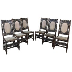 Set of 6 Antique Renaissance Barley Twist Dining Chairs