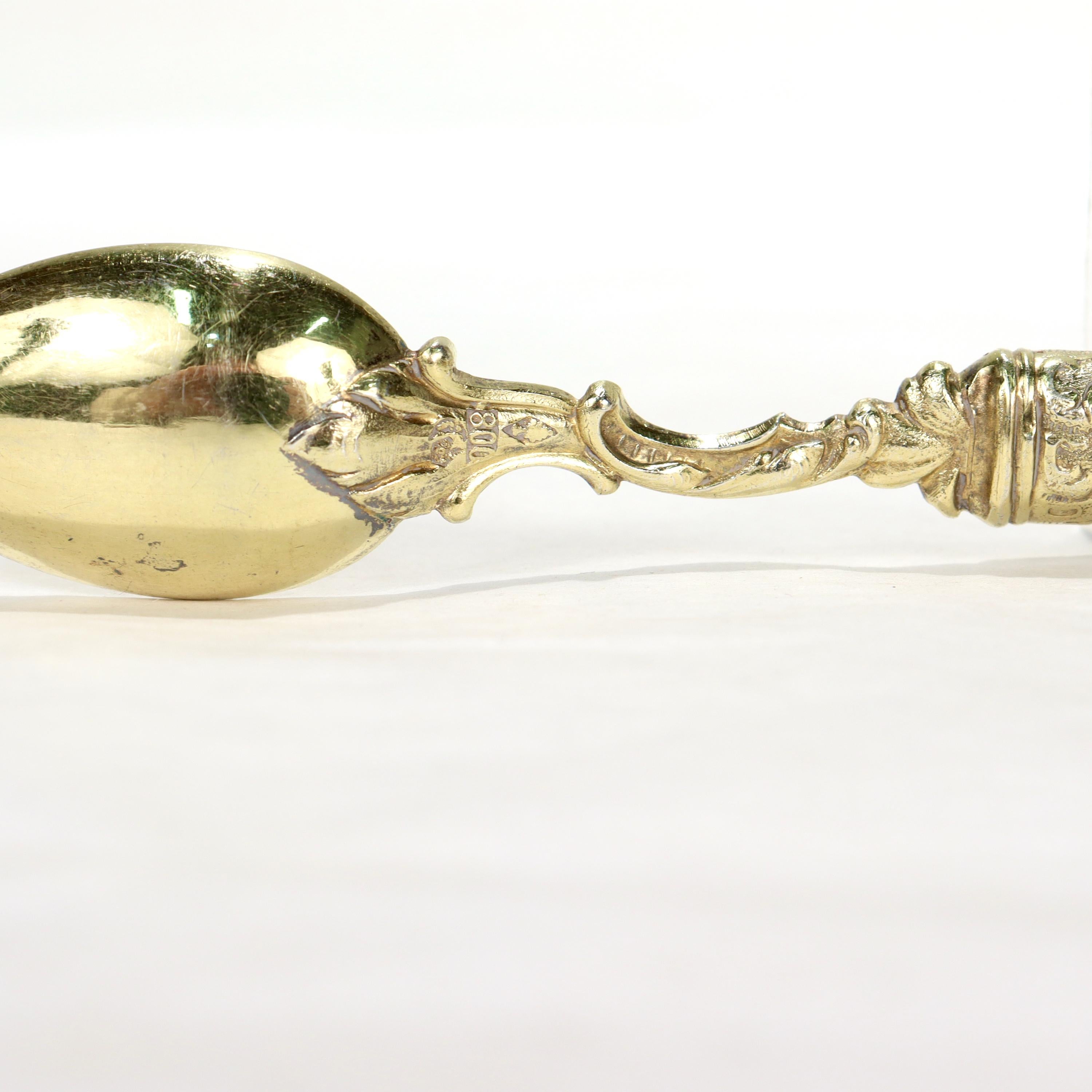 Ensemble de 6 cuillères à dessert anciennes Richard Garten 800 en argent et porcelaine de Dresde en vente 2