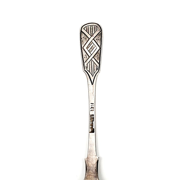 Set of 6 Antique Russian 875 Silver Spoons For Sale at 1stDibs