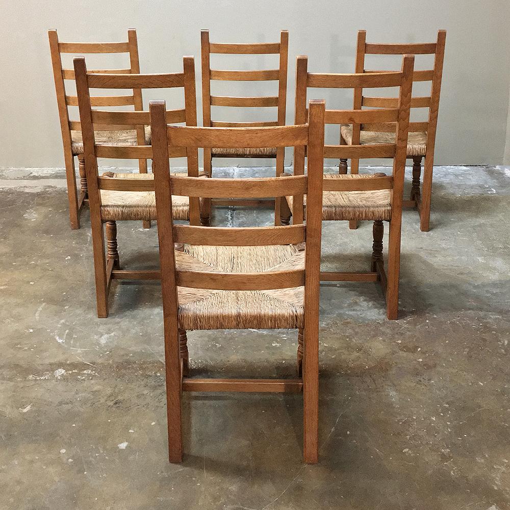 Set of 6 Antique Rustic Country French Dining Chairs 6